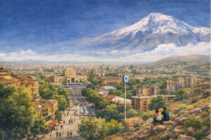 Yerevan city skyline with Mount Ararat view Armenia urban landscape neighborhoods guide 2026