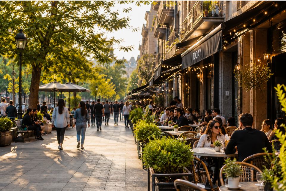 Modern lifestyle atmosphere in Yerevan with elegant cafés and relaxed urban culture