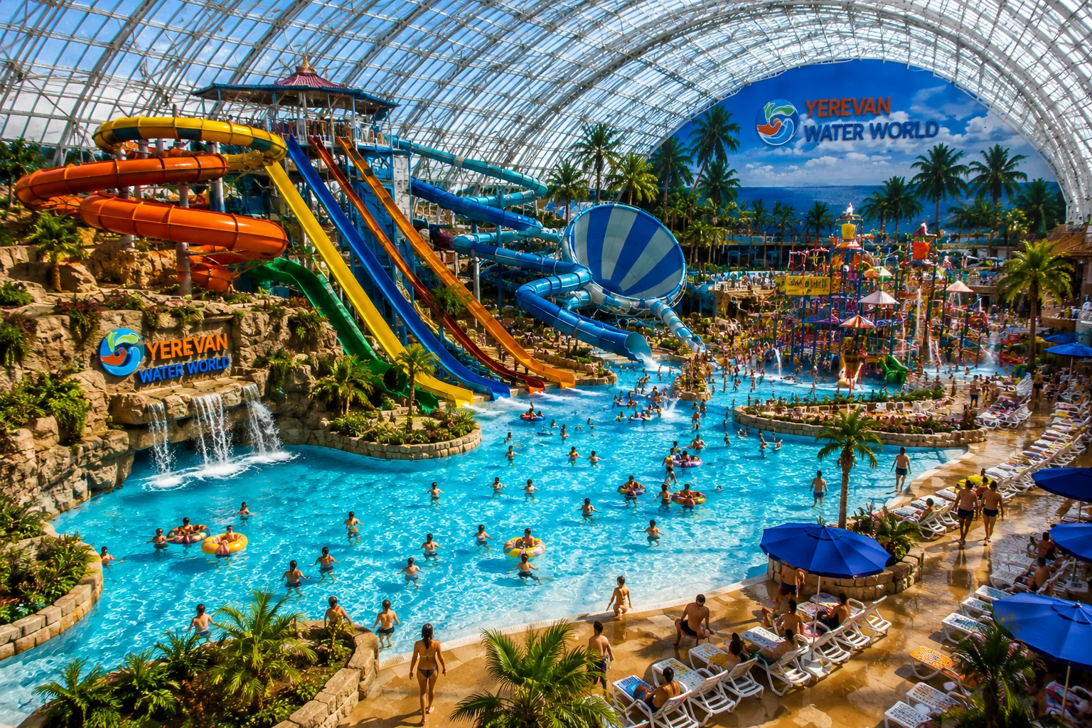 Yerevan Water World indoor water park with pools and water slides