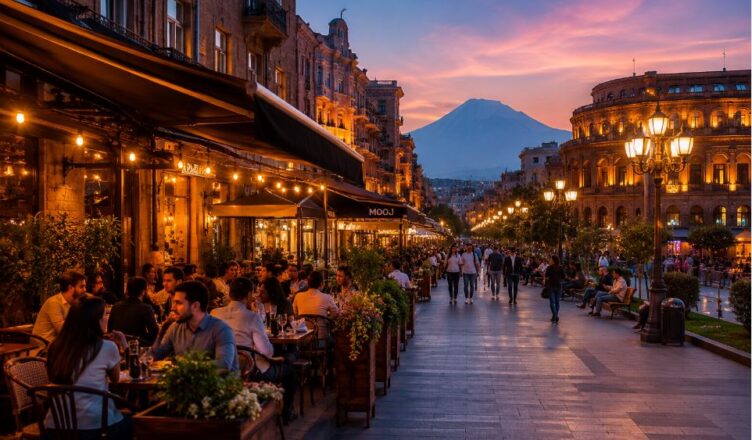 Modern lifestyle atmosphere in Yerevan with elegant cafés and relaxed urban culture
