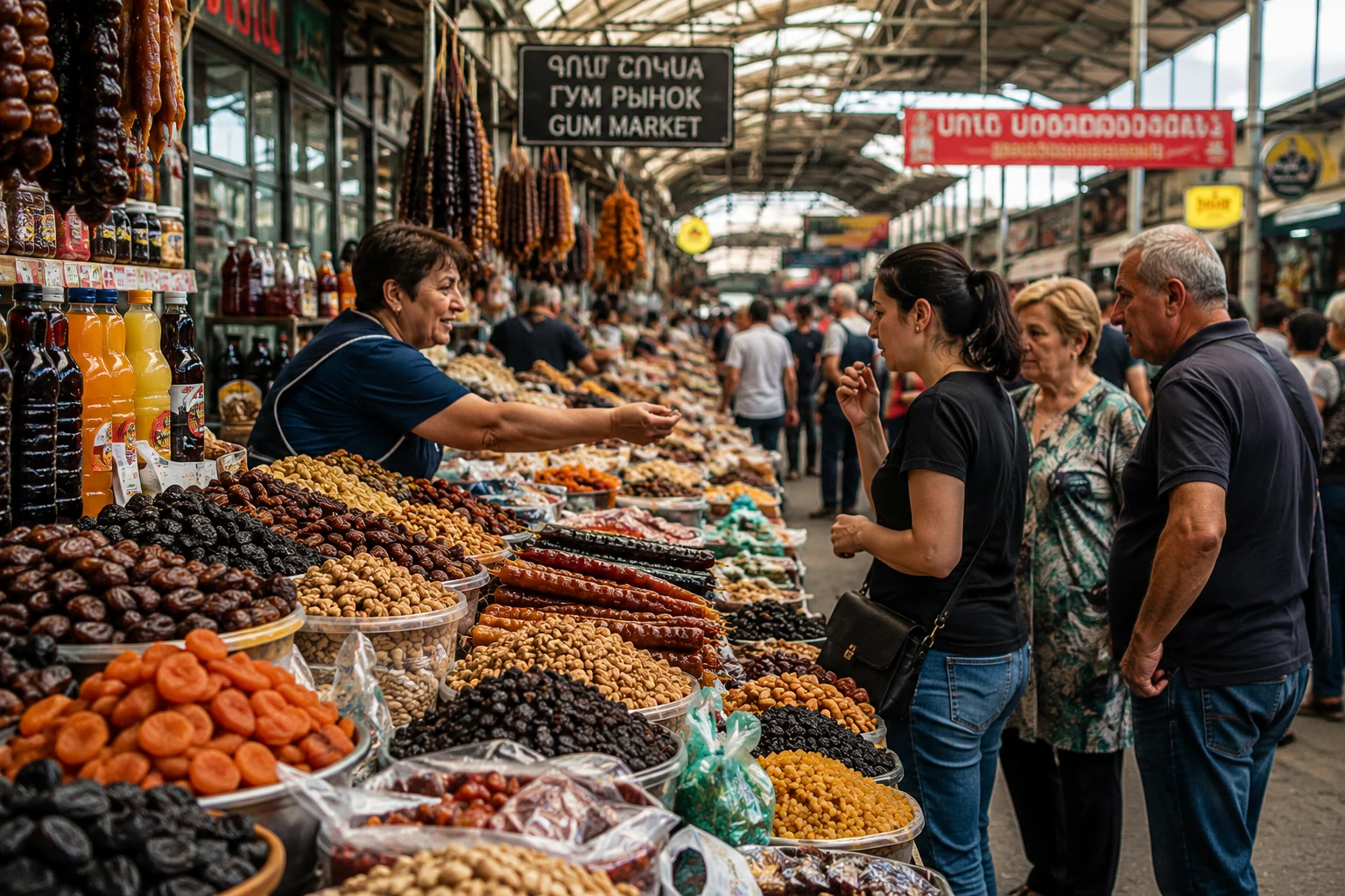 Dried fruit, nuts and traditional Armenian sweets at GUM Market in Yerevan